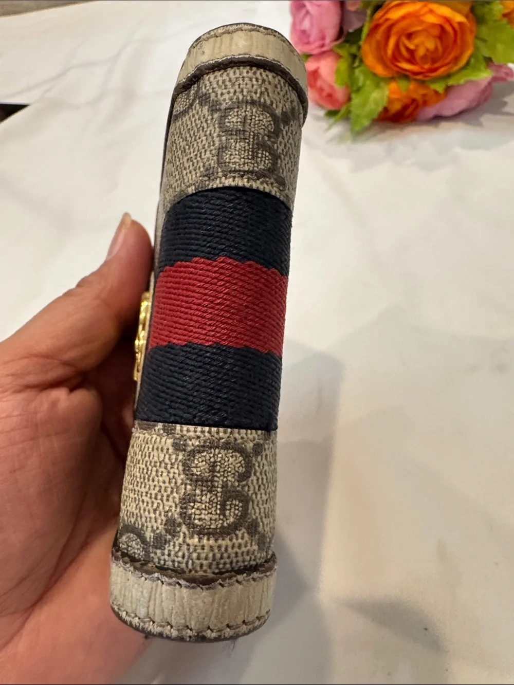 Authentic Gucci GG Canvas Wallet with Red and Blue Web and Gold Logo - Picture 6 of 14